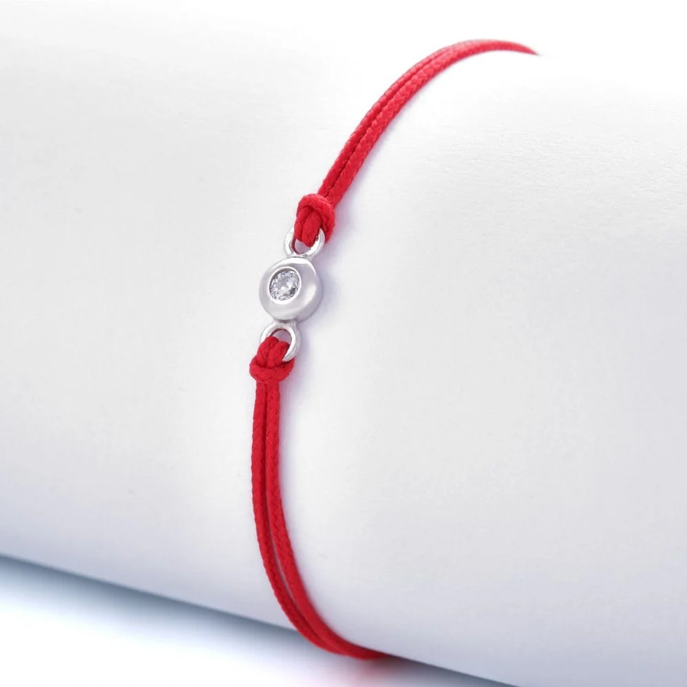 Šňůrka buton bílé zlato zirkon z100331